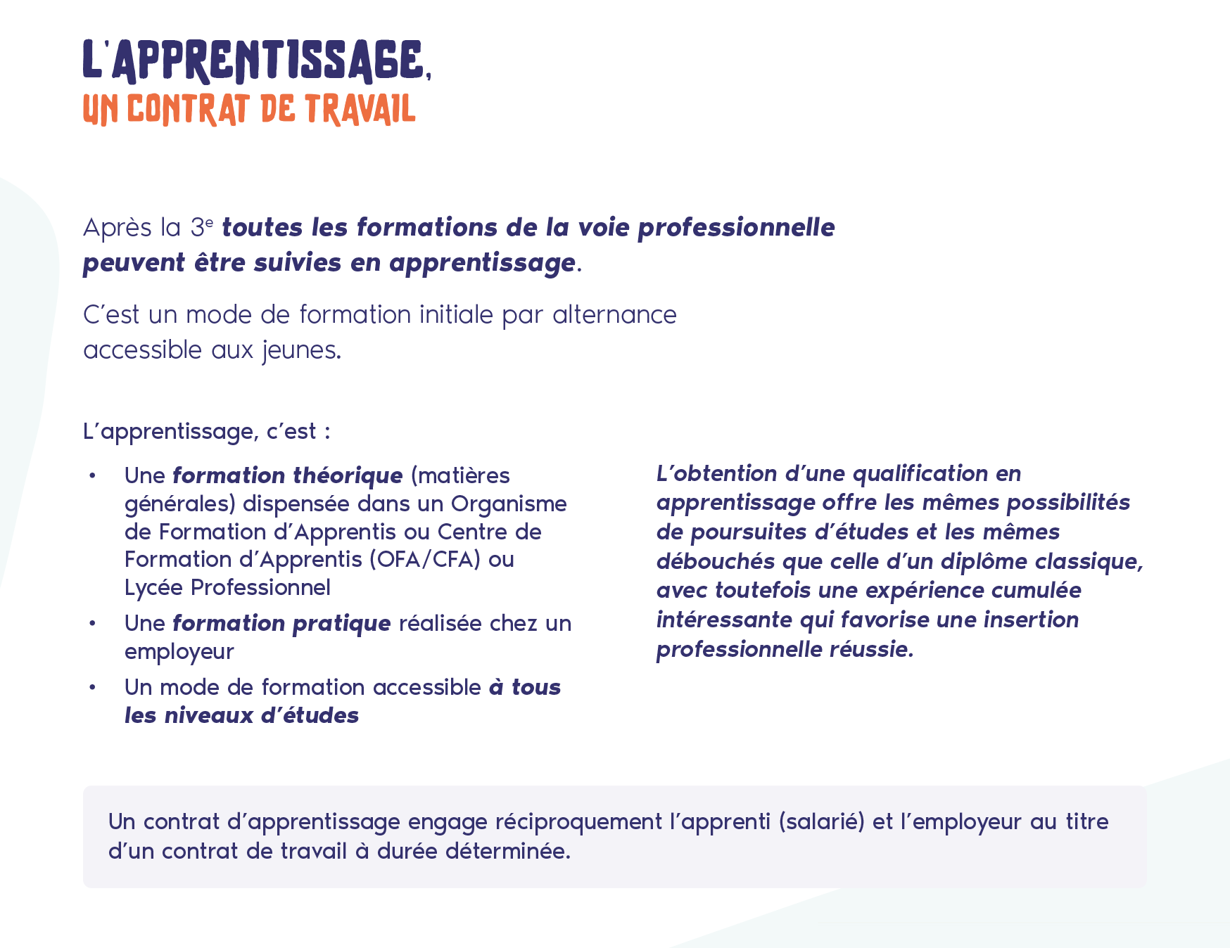 Apprentissage, un contrat de travail